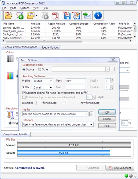 Advanced PDF Compressor 2012: Nén nhỏ file PDF chỉ còn 10%